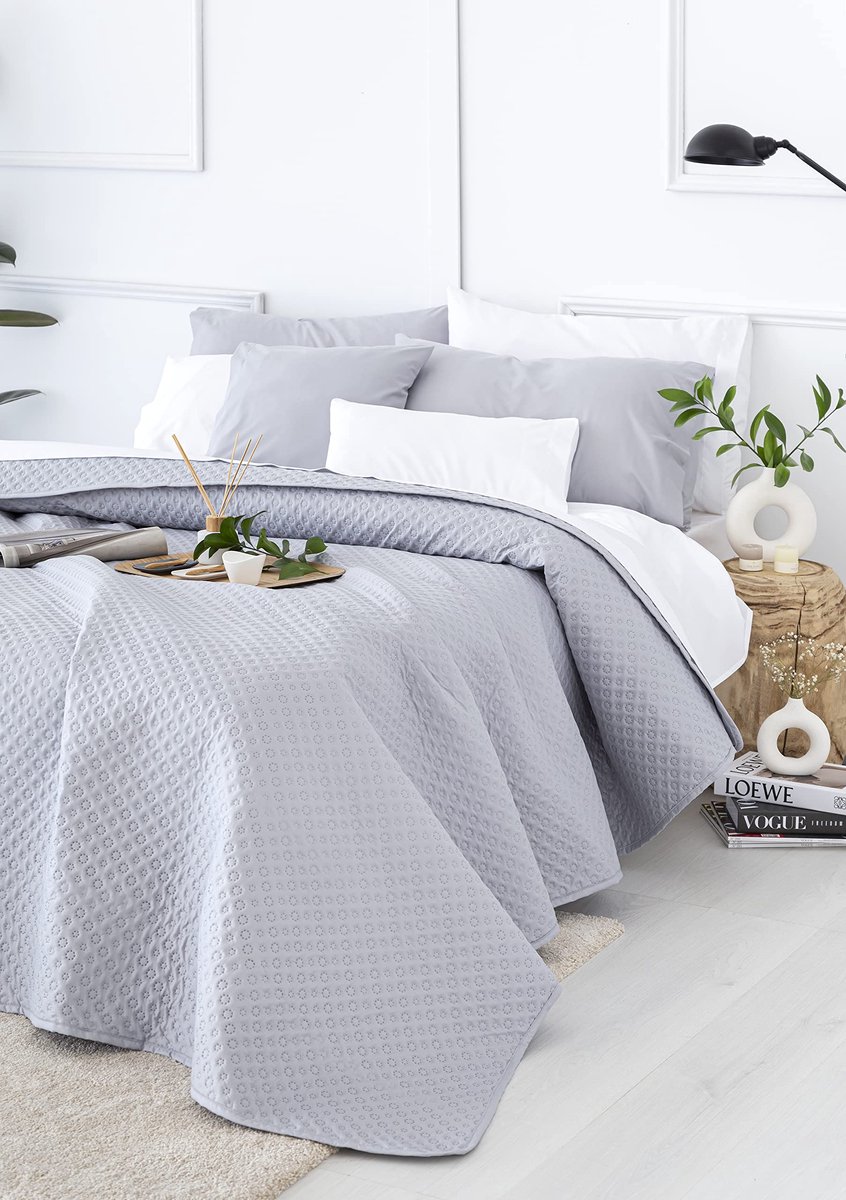 Ibenzoa Extra Zachte Dekbed met Piquémotief voor Alle Seizoenen, 100% Microvezel, 105-200 x 260 cm, Lichtgrijs