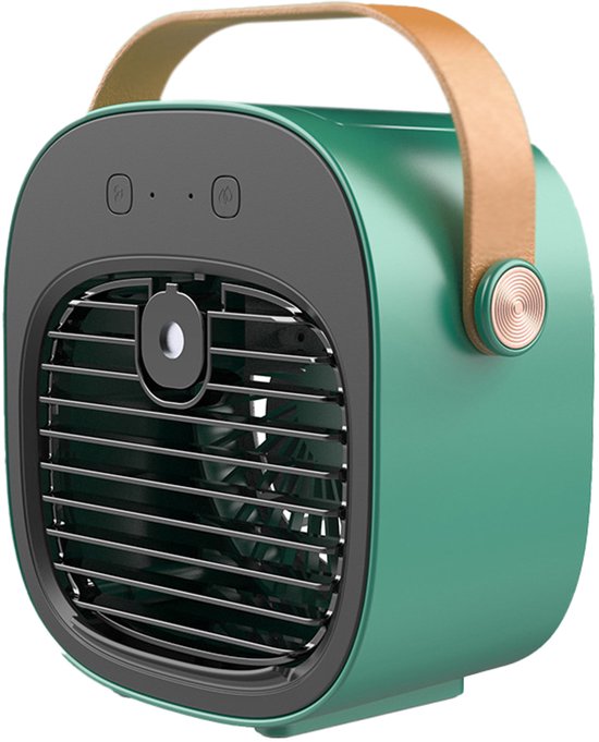 Draagbare mini airco ventilator 3-in-1 USB luchtkoeler luchtbevochtiger 4000 mAh voor slaapkamer kantoor auto groen