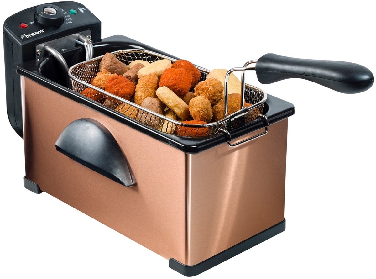 Bol.com Bestron Frituurpan 3.5 liter - AF370CO - Friteuse 2000W - Kijkvenster - Koper - 5 jaar garantie - WK aanbieding
