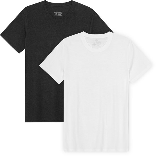 T-Shirt DANISH ENDURANCE pour Homme - Col Rond - Wit et Zwart - Lot de 2 - L