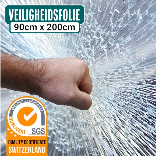 Film de sécurité - Film de protection anti-effraction - Film de fenêtre Protection anti-effraction - Film de sécurité - Film de protection contre les éclats 90x200