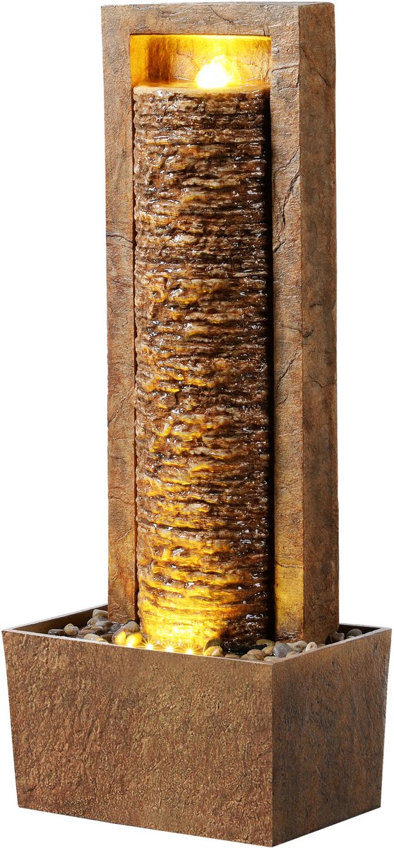 Teamson Home Tuin Waterornament - Waterfontein - Kolom Ontwerp - Met Pomp - Bruin