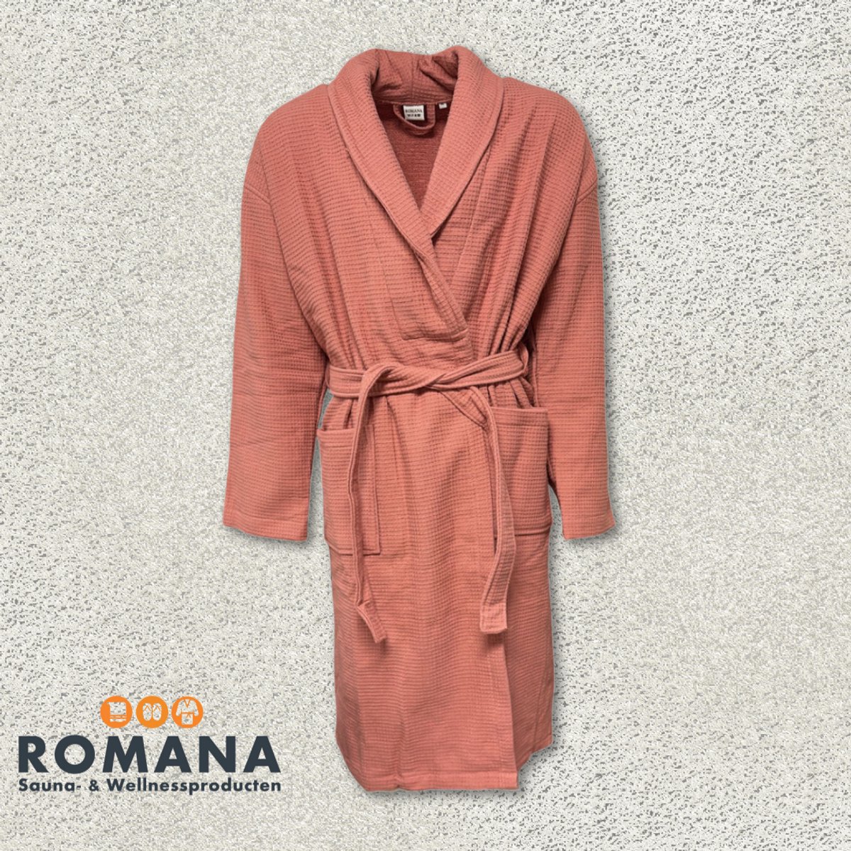 Romana Products Wafel - Badjas Gevoerd - Warm Roze - Maat S - Kamerjas - Ochtendjas - Luxe Wellness - Comfortabel en Stijlvol - Voor Volwassenen - Man - Vrouw