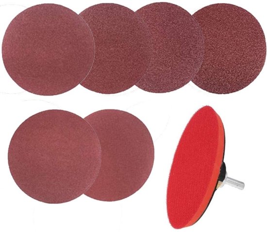 Foto: Trankielo 5 inch schuurschijven pad kit 62 delig verschillende grits inclusief schuurpad en schacht voor boorslijper en rotary tools 125 mm