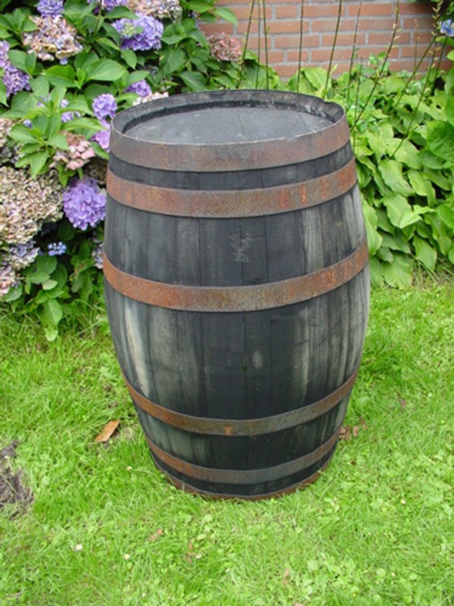 Decoratief Wijnvat – 50 Liter – Oud Gemaakt Kastanjehout – H60 x D40 cm – Voor Tuin, Terras, Meubel of Evenement - Houten Ton