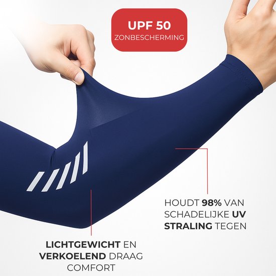 U Fit One UPF 50+ UV Bescherming Arm Sleeves - Verkoelend - Fiets Armstukken UV Bescherming - Blauw- Unisex - 2 Stuks - Maat XL — afbeelding 3