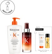 Kérastase Nutritive Duo + 2 Cadeaus - Navulbare Shampoo 500ml & Nachtserum 90ml + Conditioner 75ml & Haarolie 15ml cadeau - Voor Droog Haar