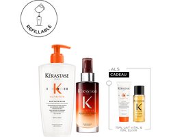 Kérastase Nutritive Duo + 2 Cadeaus - Navulbare Shampoo 500ml & Nachtserum 90ml + Conditioner 75ml & Haarolie 15ml cadeau - Voor Droog Haar