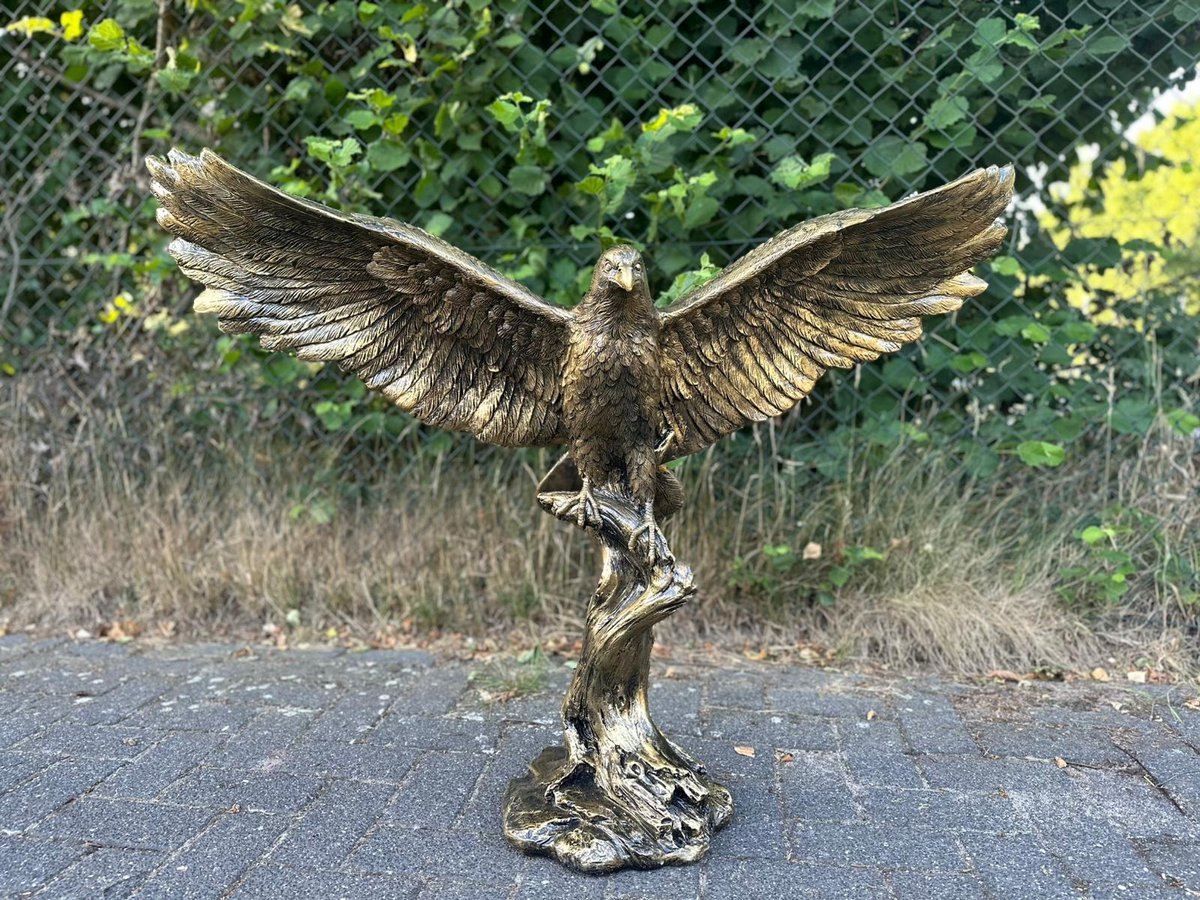 Goodyz - Vogels - Adelaar - Adelaar op boomstronk - Gespreide vleugels - 110cm breed - Brons