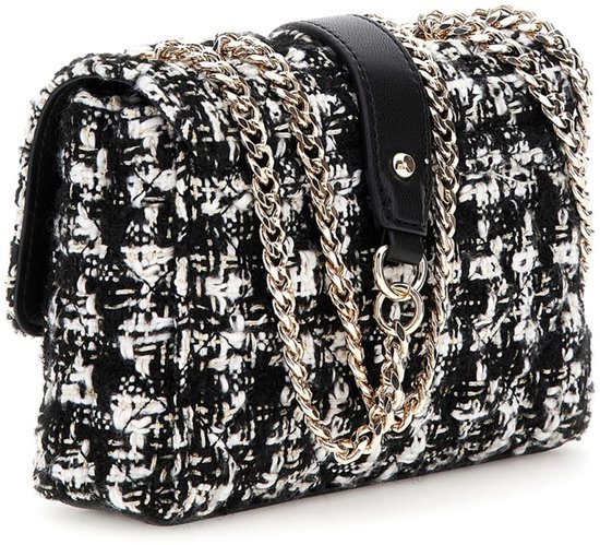 GUESS Sac à épaule bandoulière Everlee Mini Convertible Xbody Flap Bag Black Multi Noir