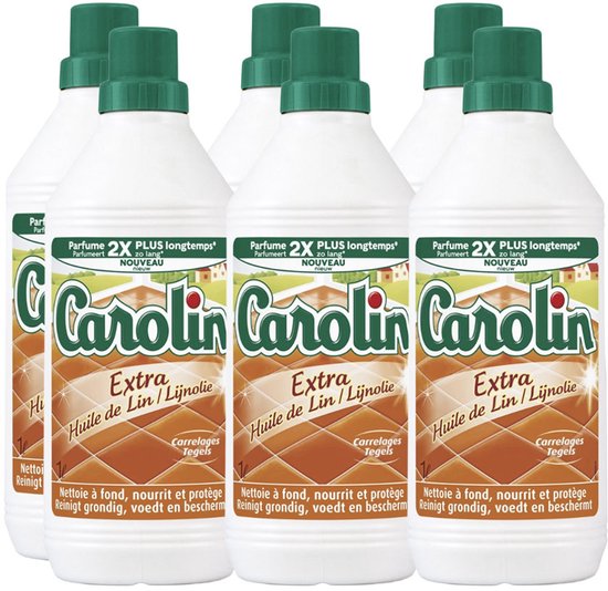 Carolin Vloerreiniger voor Tegels - 6 x 1L - Met Extra Lijnolie - Reinigt en Beschermt - Voordeelverpakking