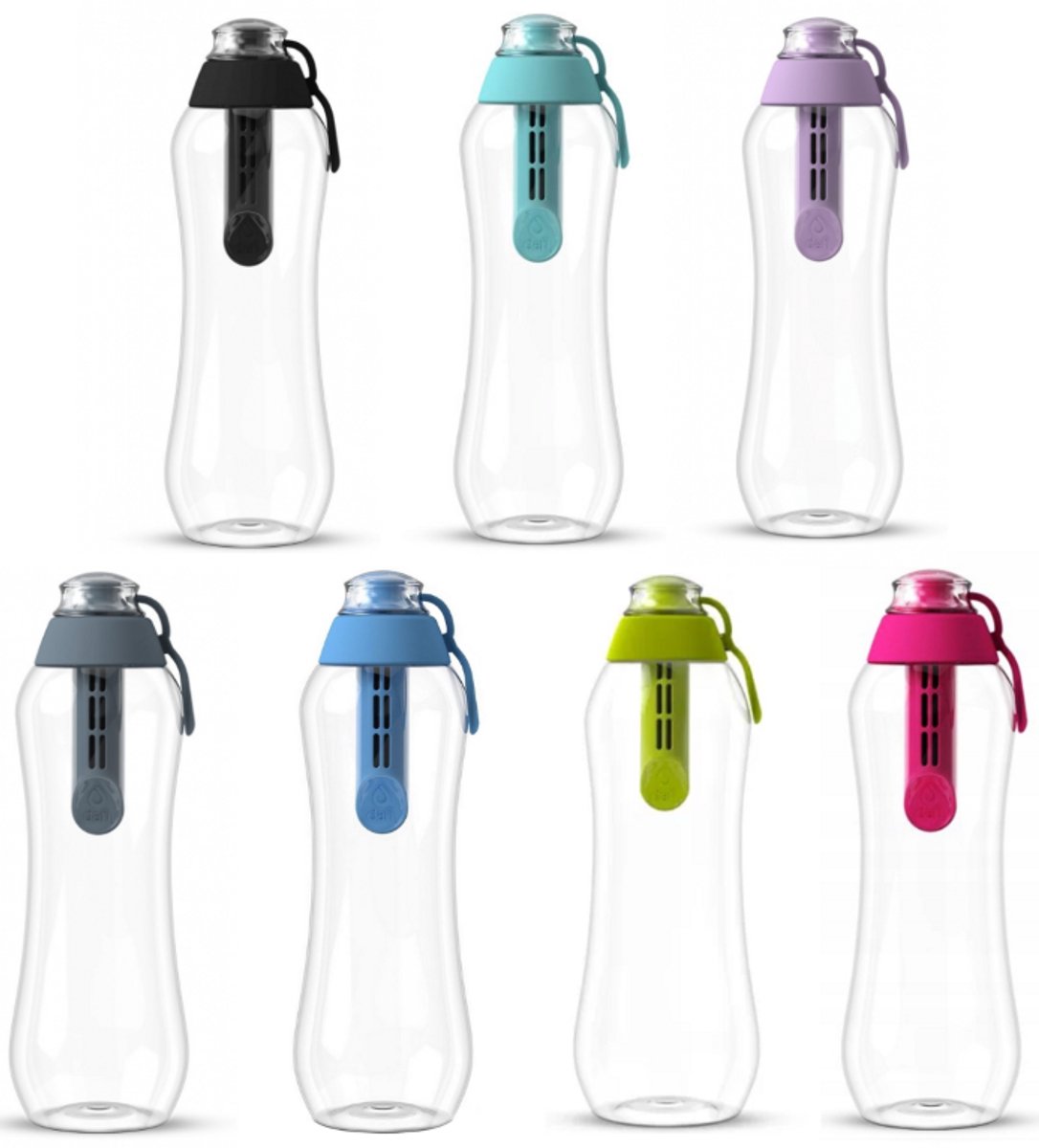 Dafi Multicolor Serie - Waterfilterfles - 0,5L - Zonder BPA - 1 Filter