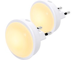Aigostar 10BA4 - 2 Stuks LED Nachtlampje Stopcontact - Dimbare Nachtlampjes met Sensor - Nacht Lamp - Kinderen & Baby - 3000-6500K - Wit