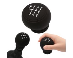 Ronde Anti-Slip Siliconen Pook Cover I Pook Hoes I Versnellingspook Beschermer I Autopook Cover I Rekbaar I Versnellingen R + 1-6 I Zwart