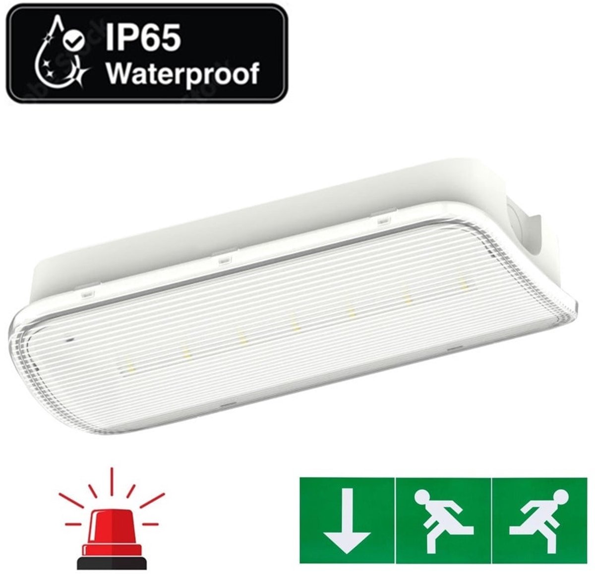 Standaard LED Bulkhead Noodverlichting 1w - 150 Lumen - IP65 - Met pijlaanduiding - 357x116mm