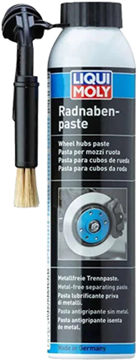 Liqui Moly wielnaven pasta met borstel voor montage van lichtmetalen velgen voorkomt vastvreten of vastroesten van de velg aan de naaf.