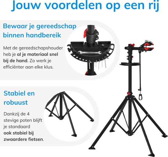 ACAZA Fiets Montagestandaard - Fietslift - Fietsenstandaard - Uitschuifbaar 101-171 cm - Zwart - Fietsstaander - Fiets Ophangsysteem - Fietshanger - Montagestandaard Fiets van Merkloos — afbeelding 2