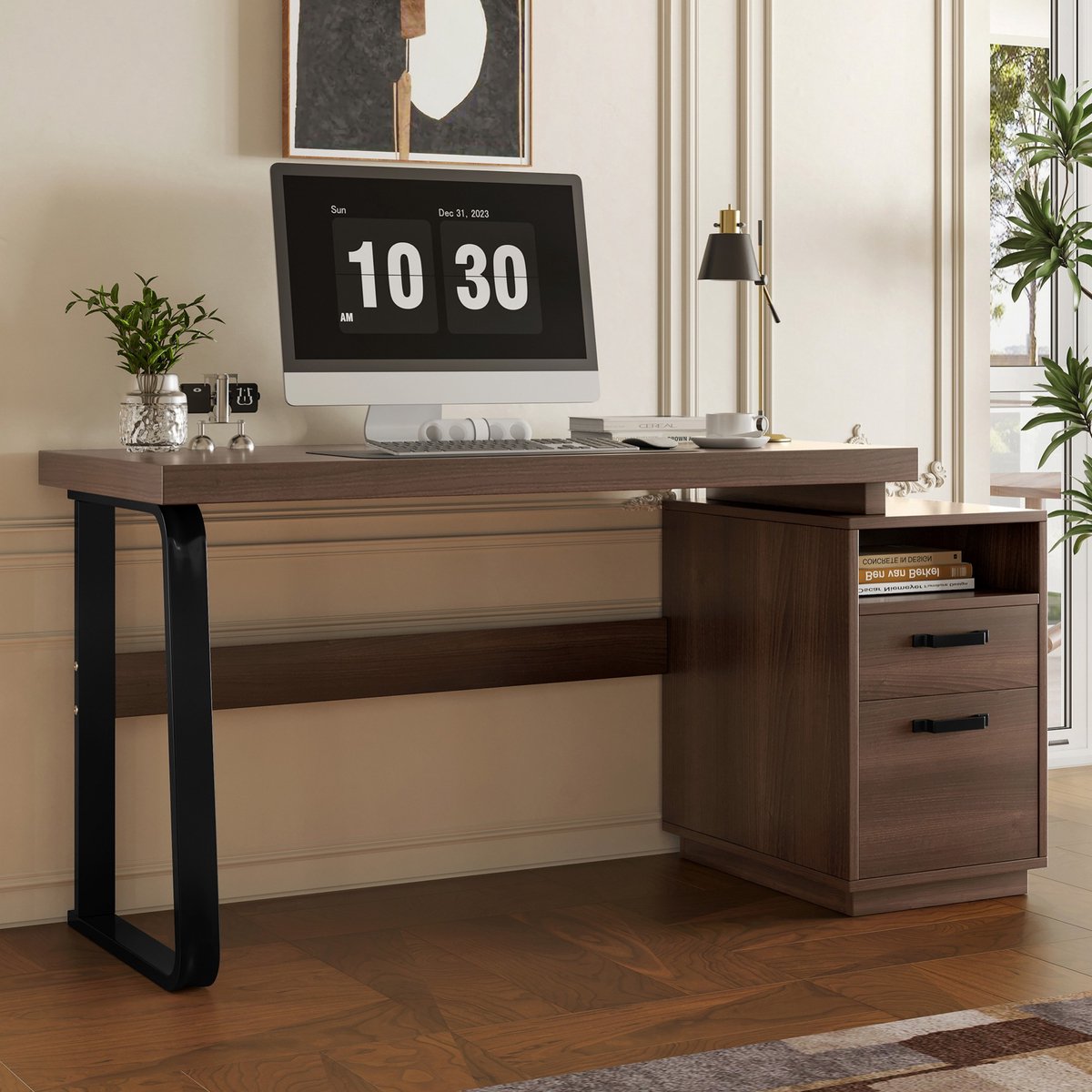 Sweiko Bureau - MDF + Staal - Documentenlade - Bruin