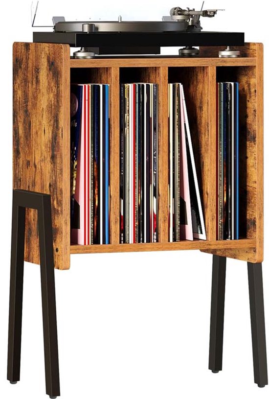WNHB® Platenspeler Meubel Vintage Industriële Stijl - Vinyl Kast Met Opbergruimte Voor Platen En Platenspeler Staand Dressoir En Bijzettafel WNHB® Platenspeler Meubel Vintage Industriële Stijl - Vinyl Kast Met Opbergruimte Voor Platen En Platenspeler Staand Dressoir En Bijzettafel