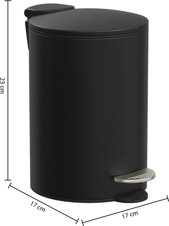 Poubelle métal soft close 3L "Colorama" noir