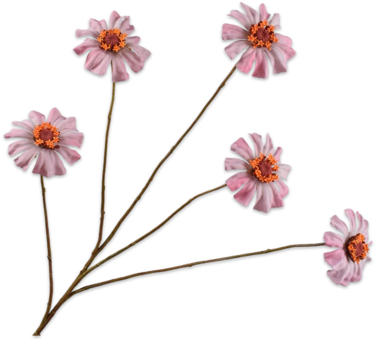 Silk-ka Kunstbloem-Zijde Bloemen Zinnia Tak Roze-Oranje 89 cm