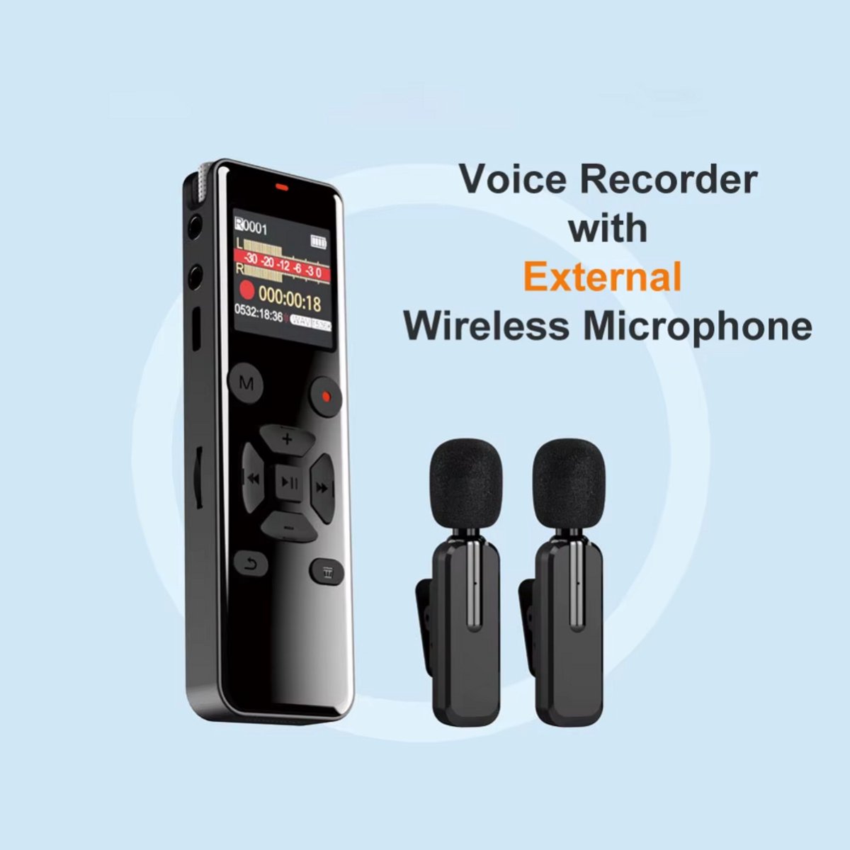 DJL Audio - Dasspeld microfoonset - 8GB - draagbare flashdrive - digitale voicerecorder