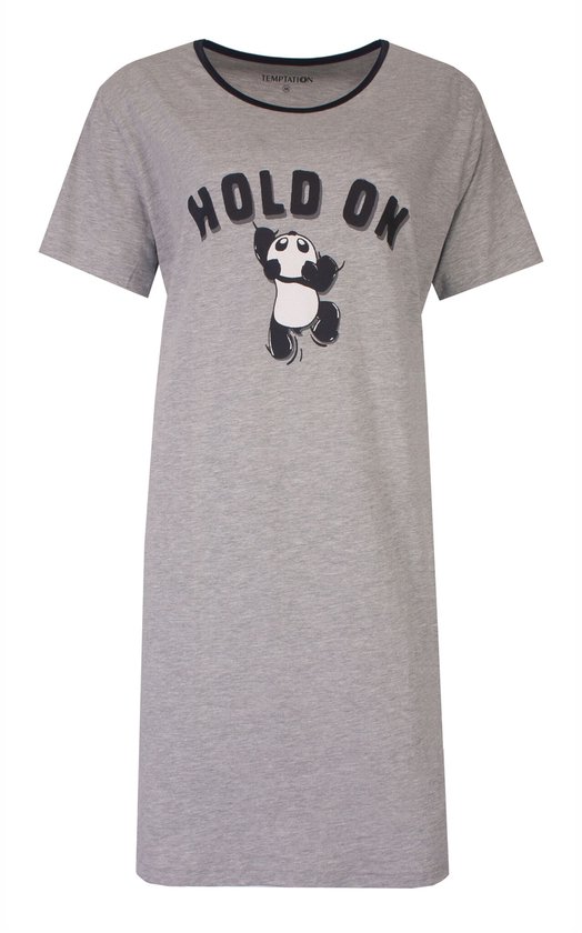 Chemise de nuit femme manches courtes - Hold On - XL - Grijs