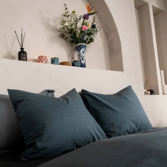 Kayori Kai Dekbedovertrek Katoen - 260x200-220 + 2 slopen - Lits-jumeaux - Biologisch Katoen - Denim van Kayori — afbeelding 3