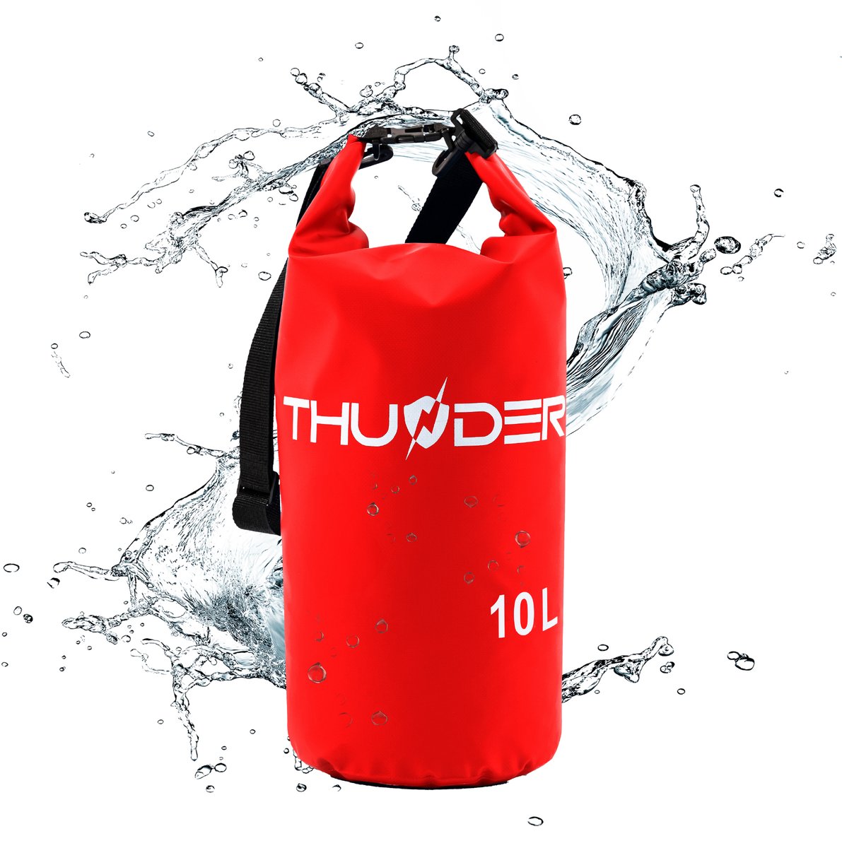 THUNDER® Waterdichte Zak 10L | Roll-Top Drybag voor Kajak | SUP | Camping en Watersport | Rood