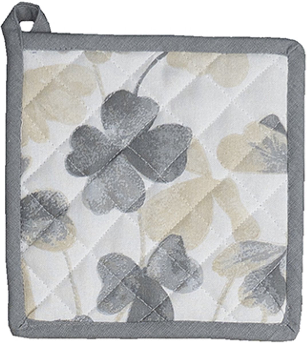 Pannenlap - Keukenserie -Klavertje vier - Grijs/Beige - 20 x 20 cm