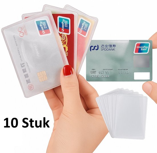 10x Porte-cartes Porte-carte d'identité I Étui pour carte d'identité I Porte-carte I Étui de protection pour carte de crédit I Protection de la carte I Transparent