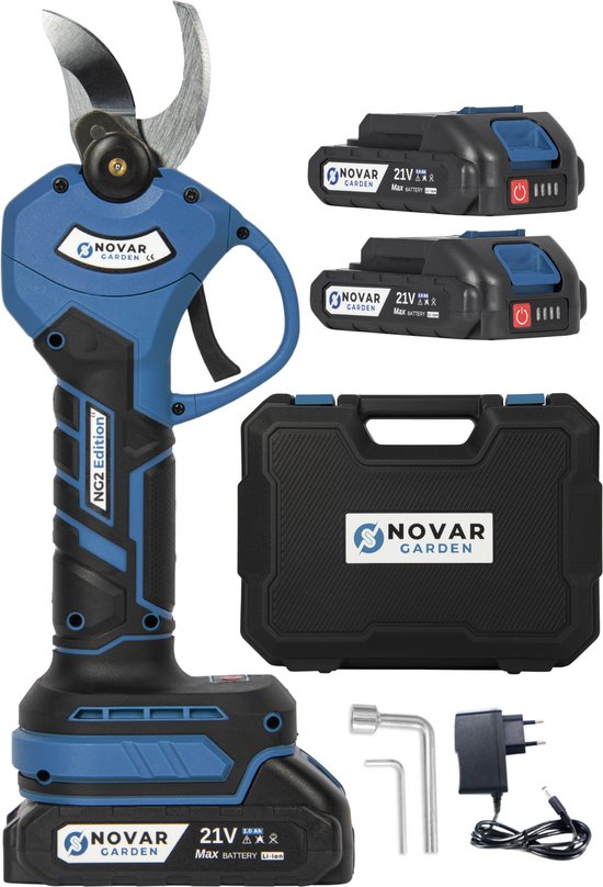 NovarGarden® Elektrische Snoeischaar NG1 - 2x Accu - Elektrisch - Takkenschaar - Op Batterij - 28mm