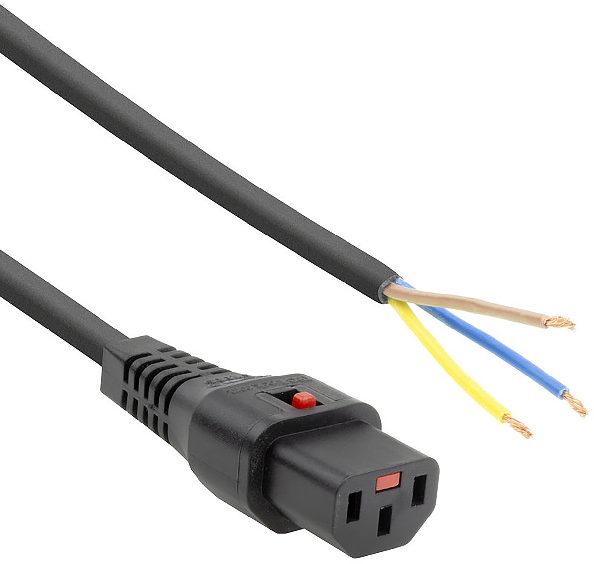 ACT Netsnoer C13 IEC Lock - open einde zwart 4 m, PC1026 AK5084