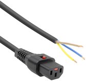 C13 IEC Lock Haaks Rechts - C14 Verlengkabel - 3 x 1mm2 - 1 meter - Zwart