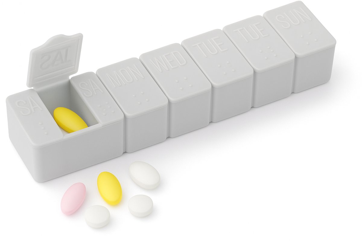 Goedkoopste Pillendoosje I Pillendoos 7 Dagen I Medicijn doosje I Pil Box I 1 Week I Met Dagindeling I Grijs