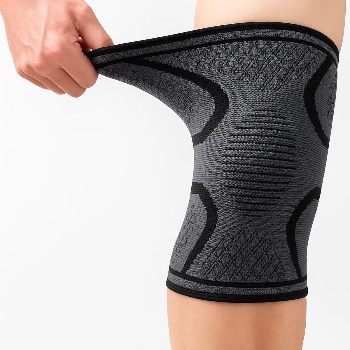 Sport Knie Sleeve L – Elastische Knieband – Stabiliteit & Flexibele Pasvorm – Voor Hardlopen, Fitness & Training – Zwart (1 Stuk)