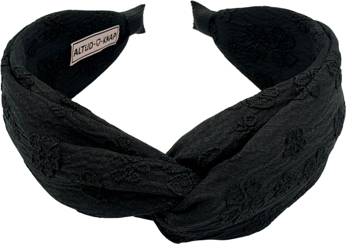 Altijd Knap - Haarband Luxurious Flowers Zwart - Brede zwarte haarband met bloemen patroon