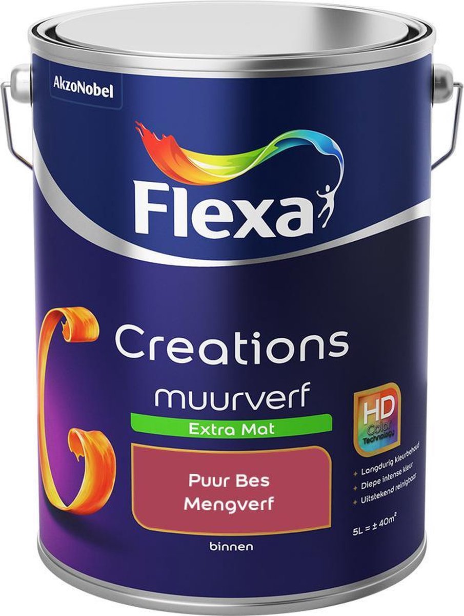 Flexa Creations Muurverf - Extra Mat - Mengkleuren Collectie - Puur Bes - 5 liter