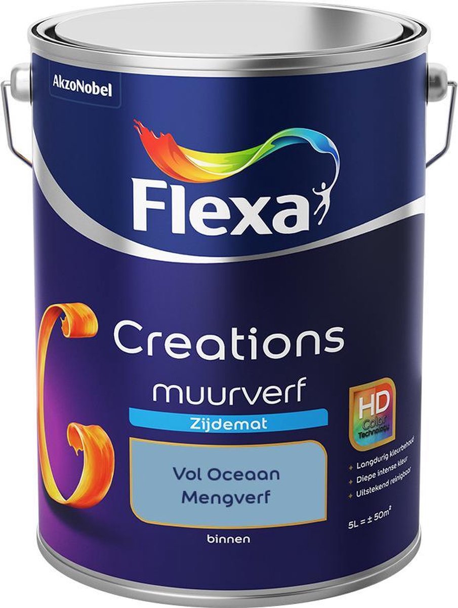 Flexa Creations - Muurverf Zijde Mat - Mengkleuren Collectie - Vol Oceaan - 5 liter