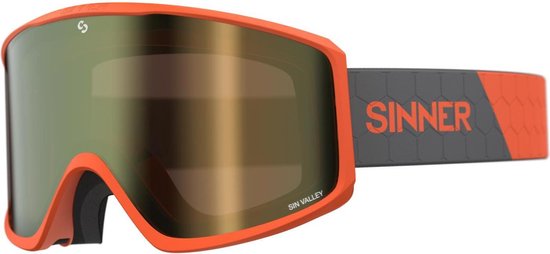 Sinner Sin Valley Unisex Skibril - Oranje frame Goudkleurige lens + Oranje |