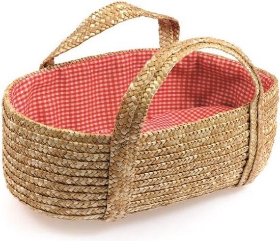 Rieten poppen draagmand / rood 30 cm Egmont |