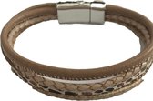 Petra's Sieradenwereld - *Leren armband taupe met magneetsluiting (39)