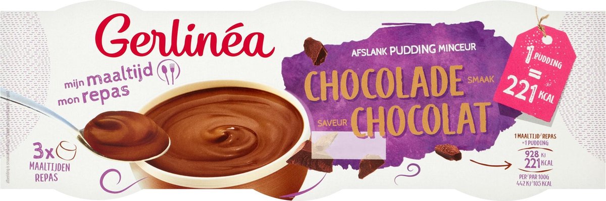 Goedkoopste Gerlinea Afslank Maaltijdpudding (Kant-en-klaar) - Chocolade - 3 x 210g