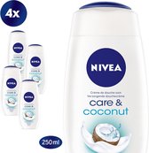 NIVEA Care & Coconut Douchecrème - 4 x 250ml - Voordeelverpakking