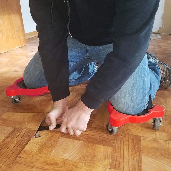aleawol Kneeblades Rollende kniebeschermers, kniebeschermers met 3 wielen en comfortabel gelkussen voor op het werk, 360 graden draaibaar, flexibele glijdende kniebeschermers met verstelbare bandjes