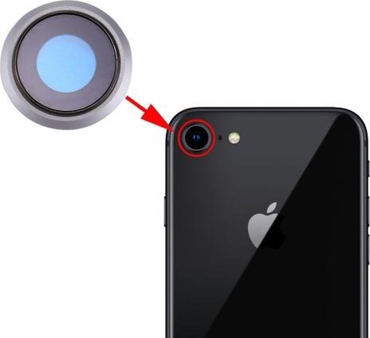 iPhone 8 Camera Lens Ring| Zilver / Silver|Reparatie Onderdeel