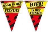 3x stuks Waar is het feestje vlaggenlijn waarschuwingsbord van 10 meter - verjaardag feestartikelen