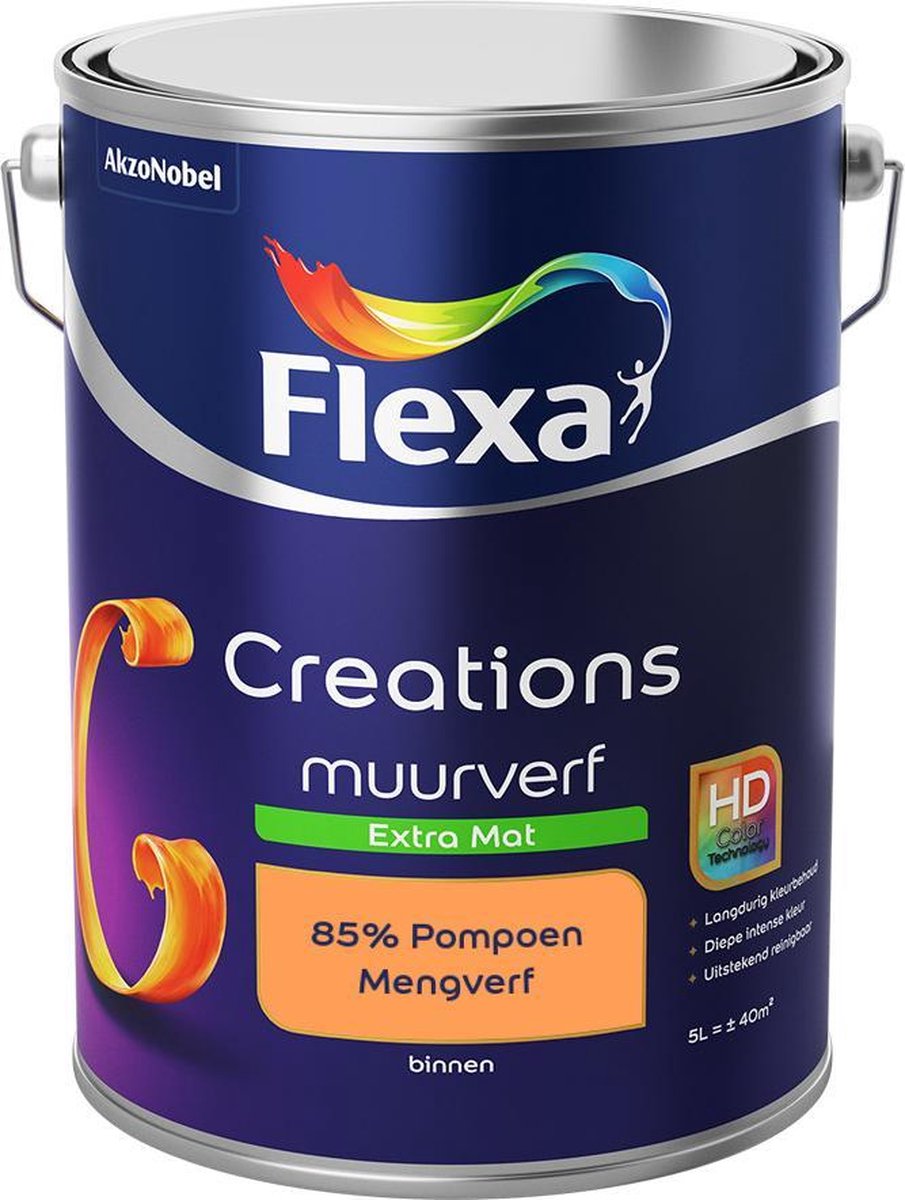 Flexa Creations Muurverf - Extra Mat - Mengkleuren Collectie - 85% Pompoen - 5 liter