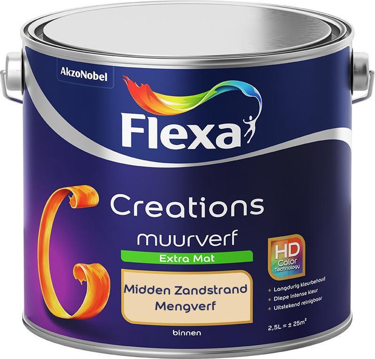 Flexa Creations Muurverf - Extra Mat - Mengkleuren Collectie - Midden Zandstrand - 2,5 liter