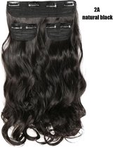 Curly Haar 3 stuk Clip in Hair Extensions Weave 53 cm Lang Kleur #2A Natural Black